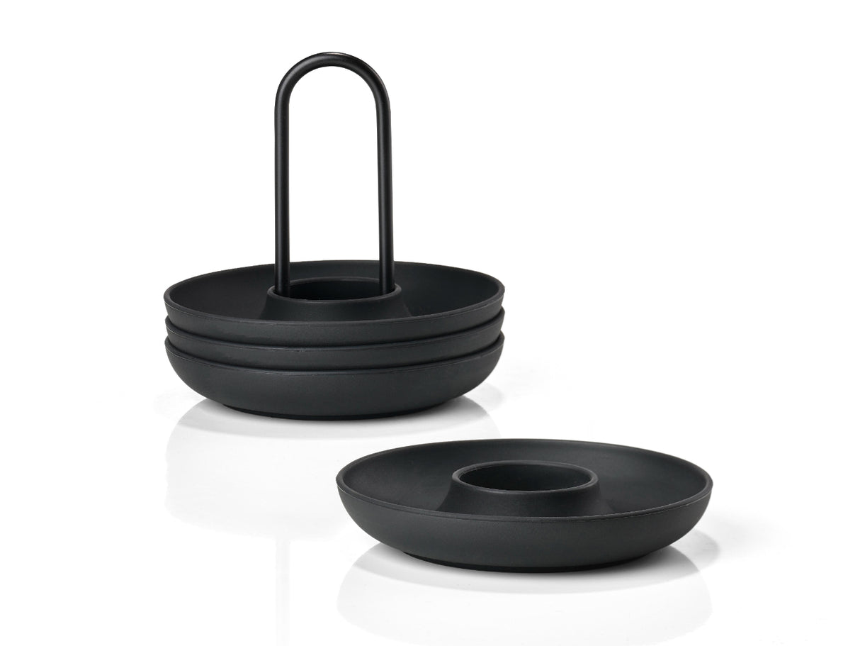 Egg cups w. Holder Singles 4 pcs. Black