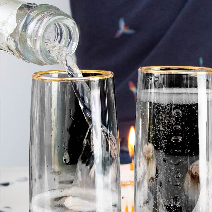 Prosecco Stemless 4-pack Black&Gold