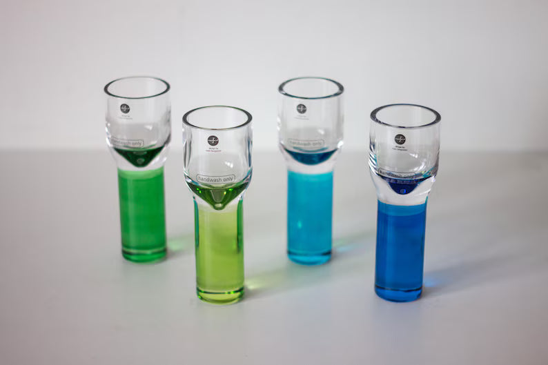 Club schnapps glasses  4-pack  blue/green