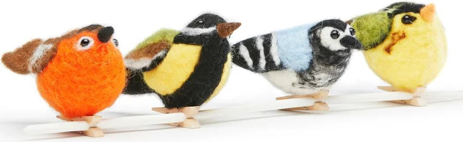 Felt birds 4 pack mixed